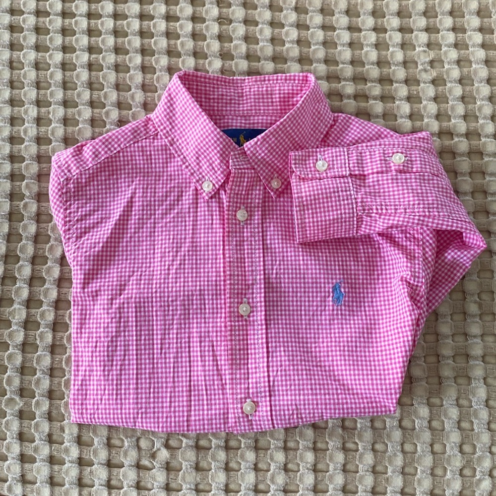 Polo size 6 pink button down long sleeve.  Super cute!